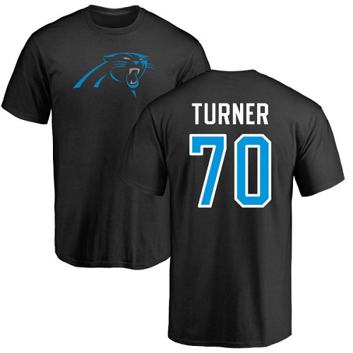 Carolina Panthers Men Black Trai Turner Name and Number Logo NFL Football #70 T Shirt